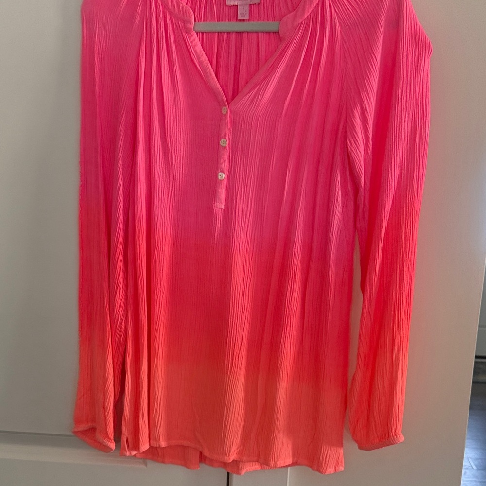 Lilly Pulitzer Elsa Vibrant Pink Ombre Blouse